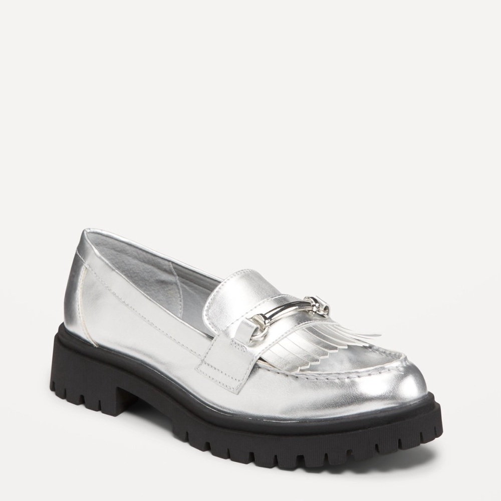 Silver Loafers with Chunky Sole
 New Never Worn